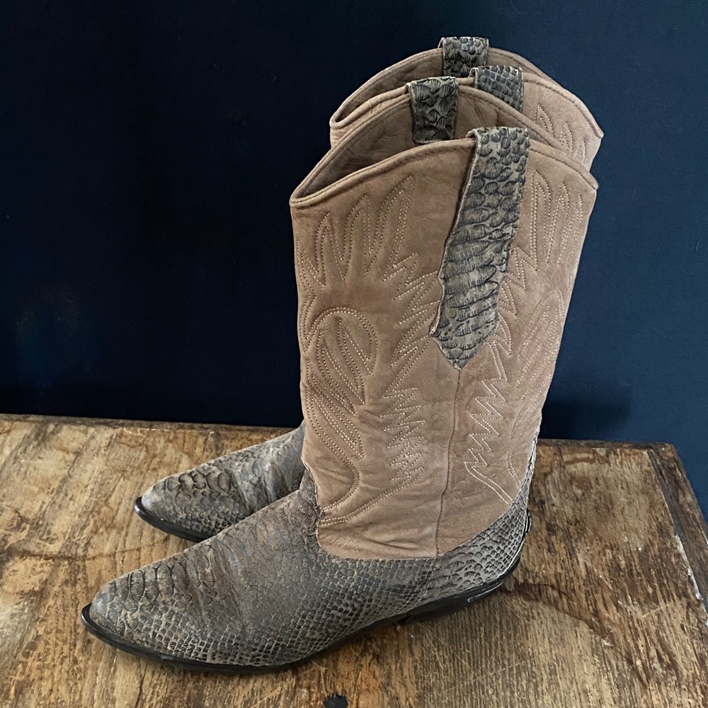 Zodiac Tan and Gray Ankle Boots